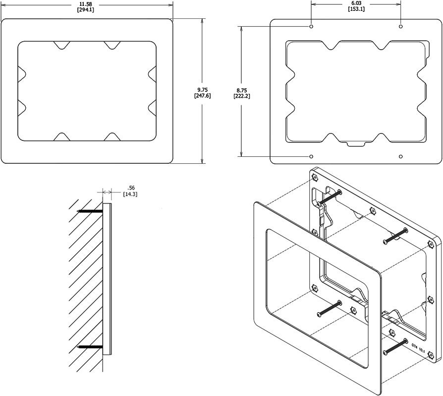 VidaMount On-Wall Enclosure Galaxy Tab 4 10.1 Dimensions