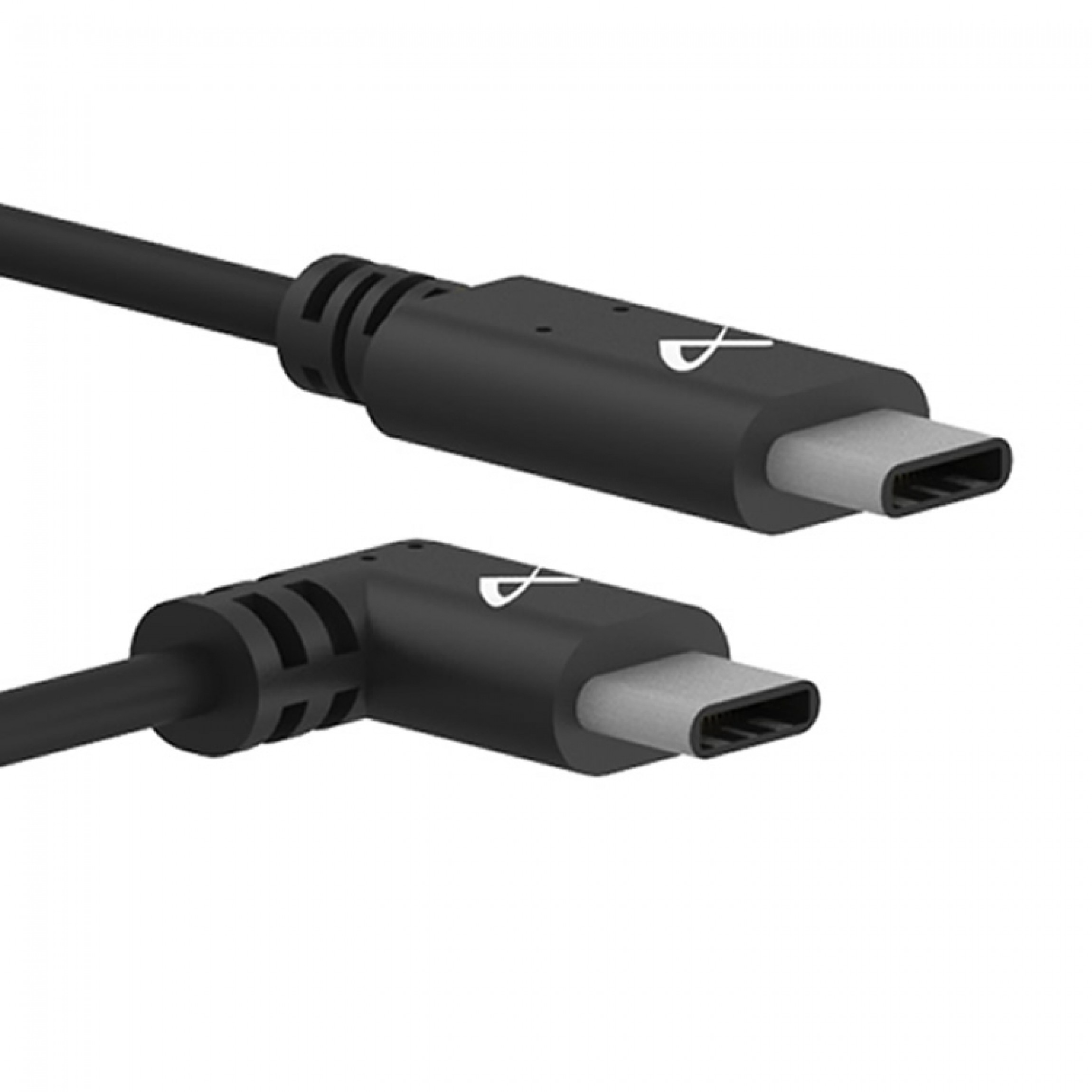 USB-A to USB-C Industrial Power Cable, 90 Degree, 10ft, Black