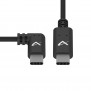 VidaPower High-Wattage USB-C to USB-C 90 degree Cable (Black) - Both USB Ends / Top View
