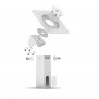 360 Rotating & Tilting Mounting Bracket - Desk Mount Orientation [Front Iso Exploded View] - White