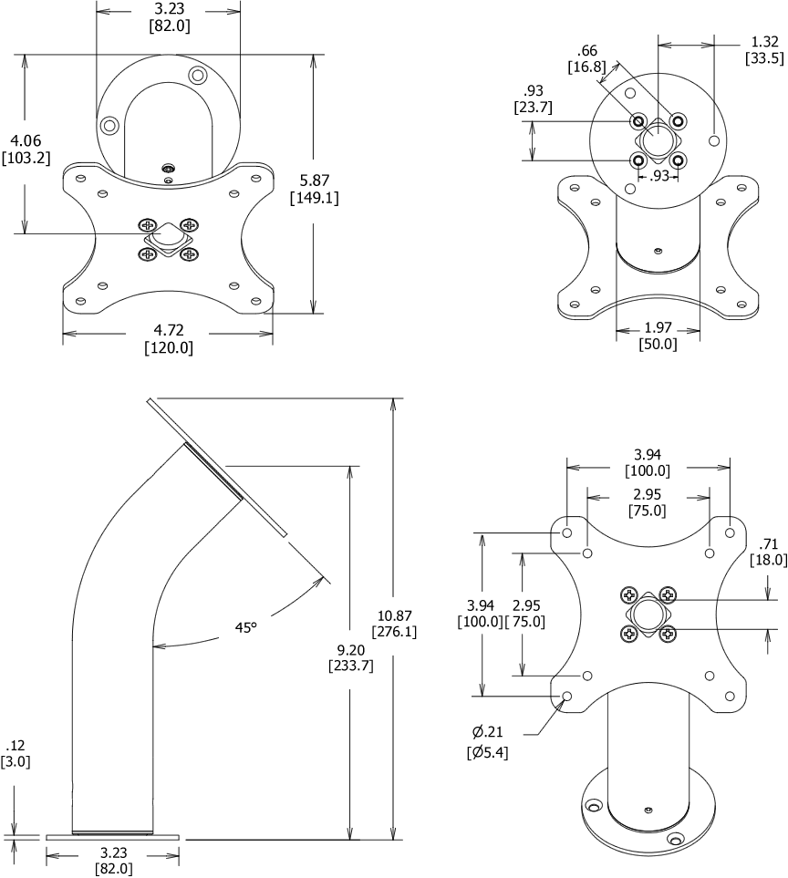 Fixed VESA Surface Mount Dimensions