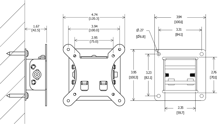 Tilting VESA 100/75 Wall Mount