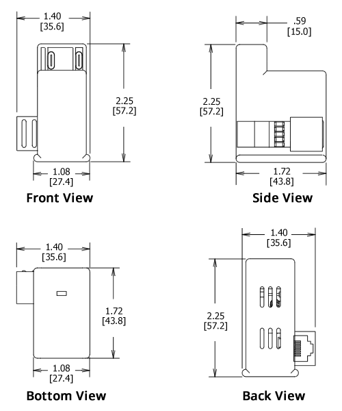 48V PoE+ to USB-C w/ Data Adapter Dimensions