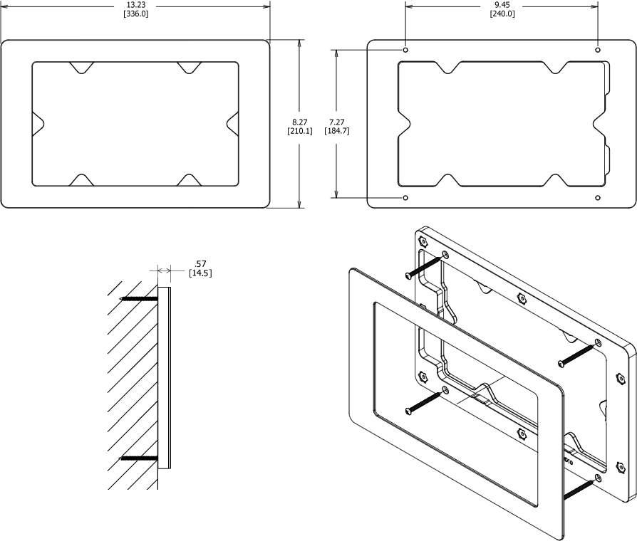 VidaMount On-Wall Enclosure Amazon Fire 5th Gen HD10 Dimensions