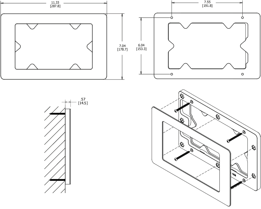 VidaMount On-Wall Enclosure Amazon Fire 5th Gen HD8 Dimensions