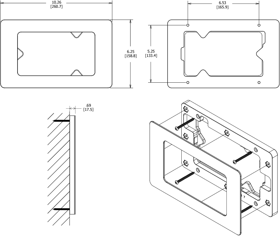 VidaMount On-Wall Enclosure Samsung Galaxy Tab 4 7.0 Dimensions