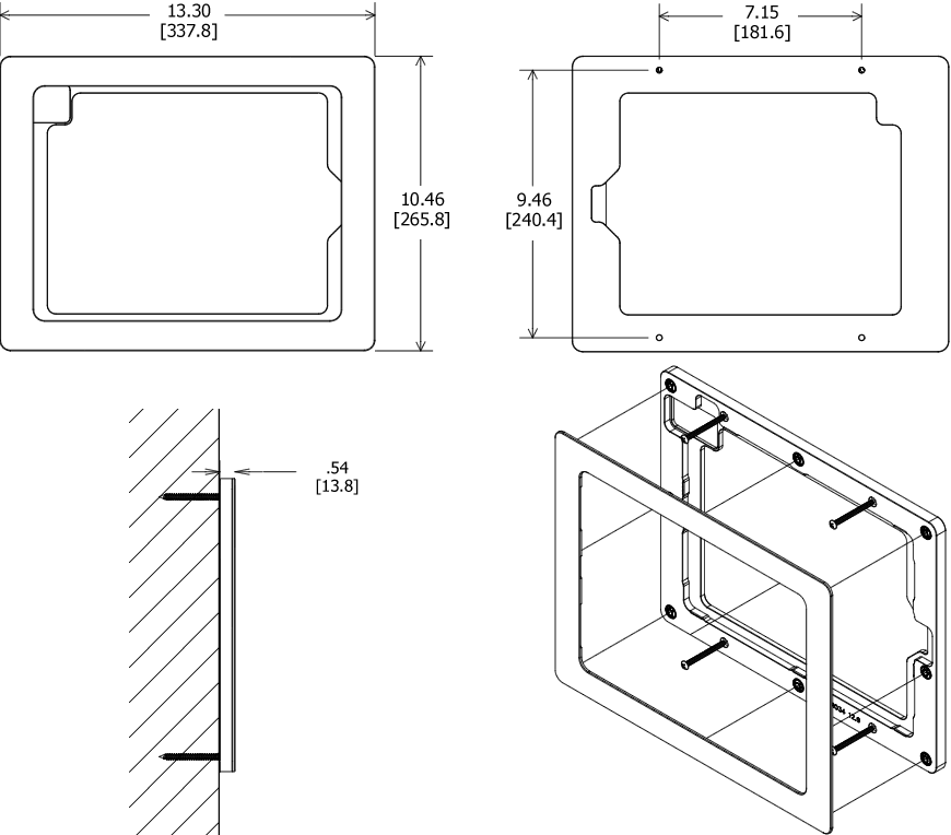 VidaMount On-Wall Enclosure 4th & 5th Gen 12.9-inch iPad Pro Dimensions
