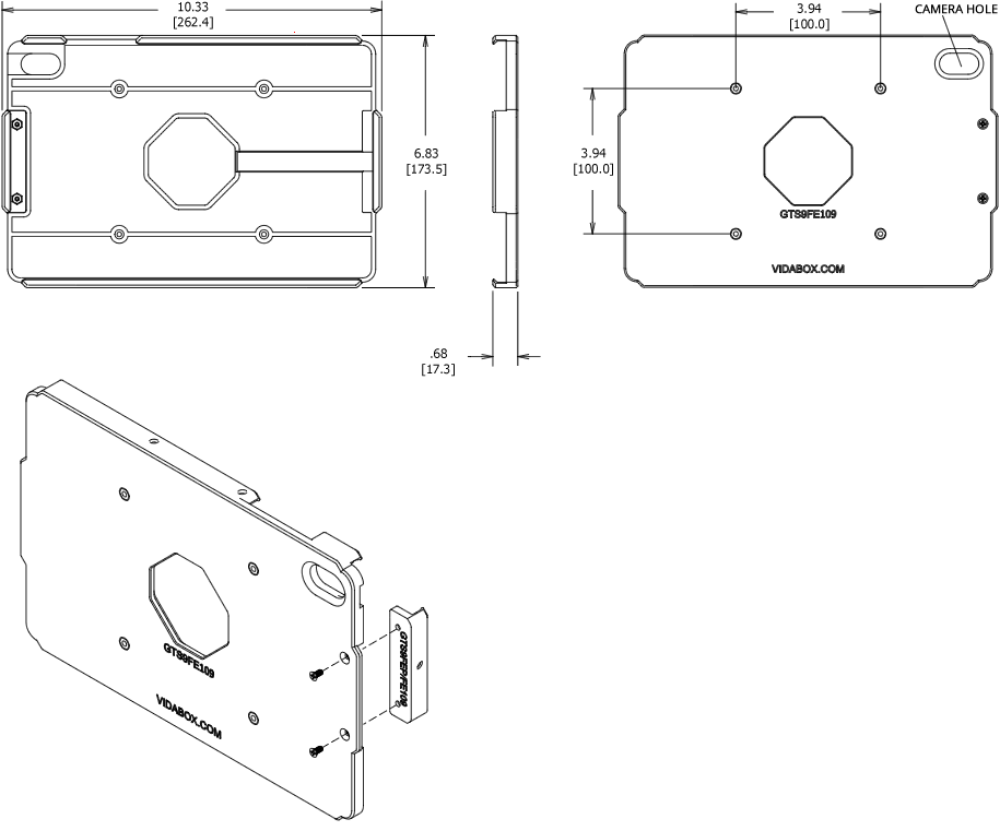 VidaMount OPNEVESA Enclosure Samsung Galaxy Tab S9 FE 10.9 Dimensions