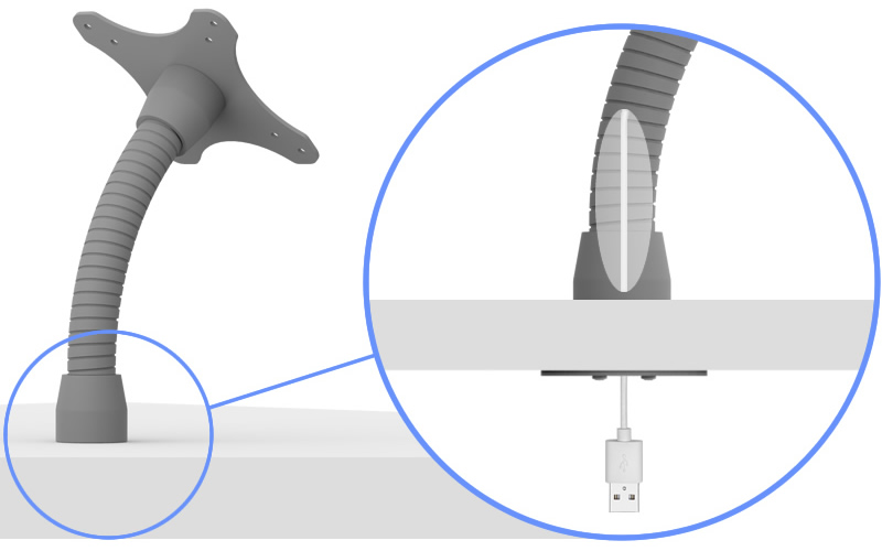 Flexible VESA Surface Mount - Wire Management