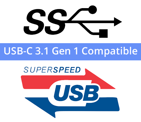 Requires USB-C 3.1 Gen 1 or better cable