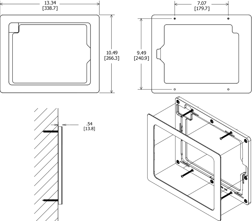 VidaMount On-Wall Enclosure 13-inch iPad Pro (M4) Dimensions