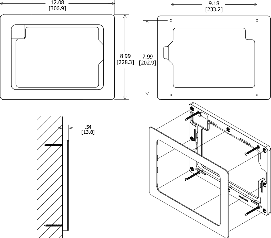 VidaMount On-Wall Enclosure 11-inch iPad Pro (M4) Dimensions