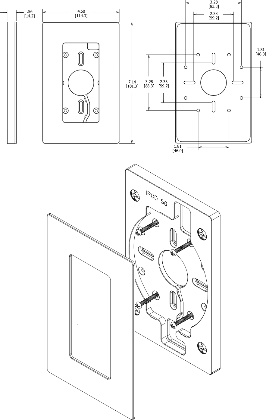 VidaMount On-Wall iPod Enclosure Dimensions