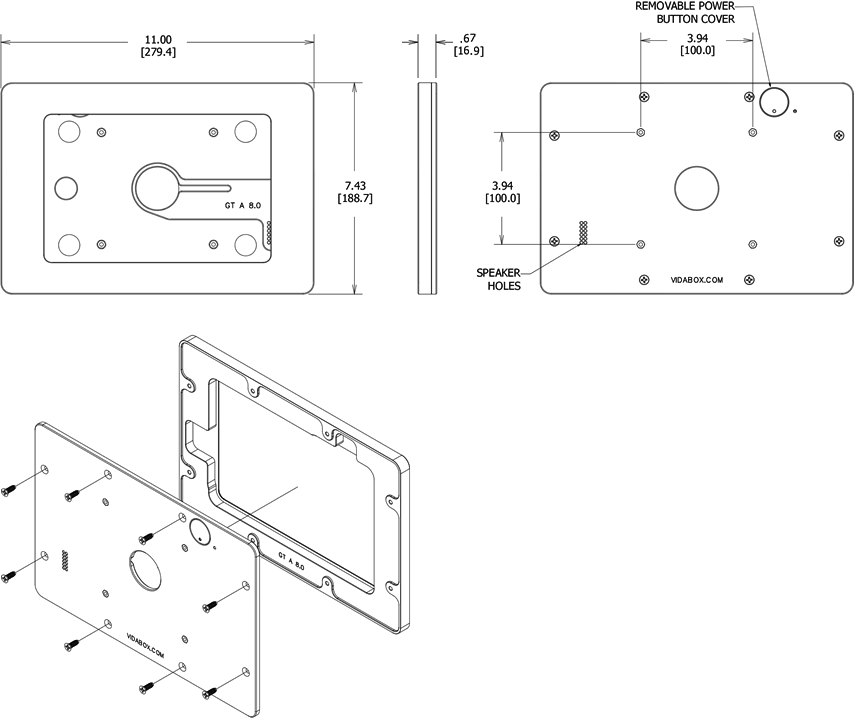 VidaMount VESA EnclosureSamsung Galaxy Tab A 8.0 (2015) Dimensions