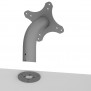 Behind-the-Surface Mounting Detail | Fixed Desk / Table Mounting Bracket [Bottom Iso View] - Light Grey