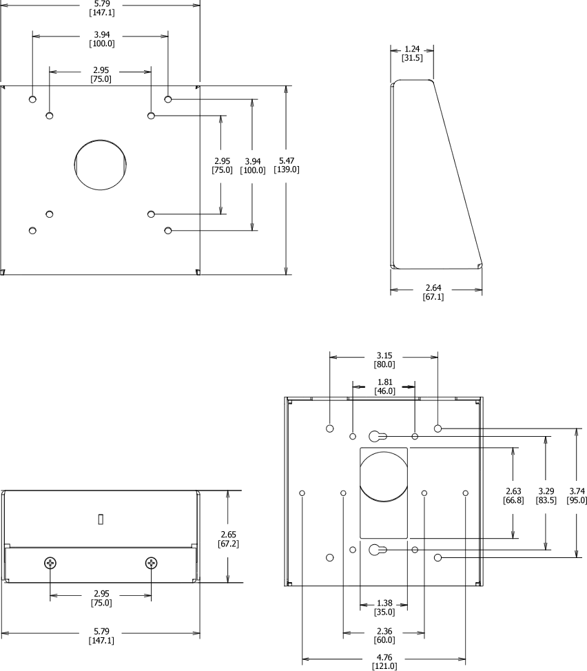 Dimensions Fixed Tilted Surface Mount