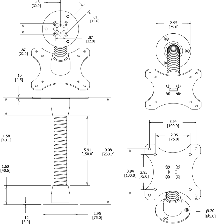 Fixed VESA Surface Mount Dimensions