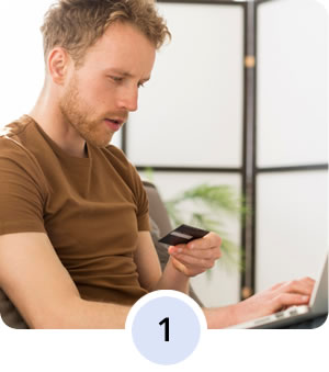 Person ordering online with credit card