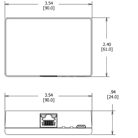 Redpark CAT5 to USB-C Adapter Dimensions