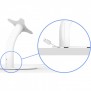 Cable Runs thru The Stand | Fixed Desk / Table Stand [Side Ortho X-Ray View] - White