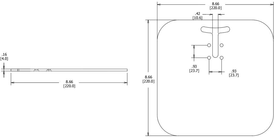 Base Piece for VESA Surface Mount Dimensions