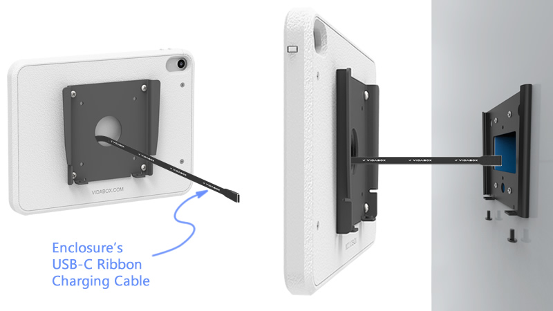 Neatly charge the tablet 24/7, while hiding all the cables from view!