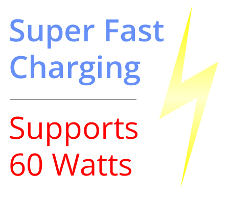 Super Fast Charging - Support 60 Watts