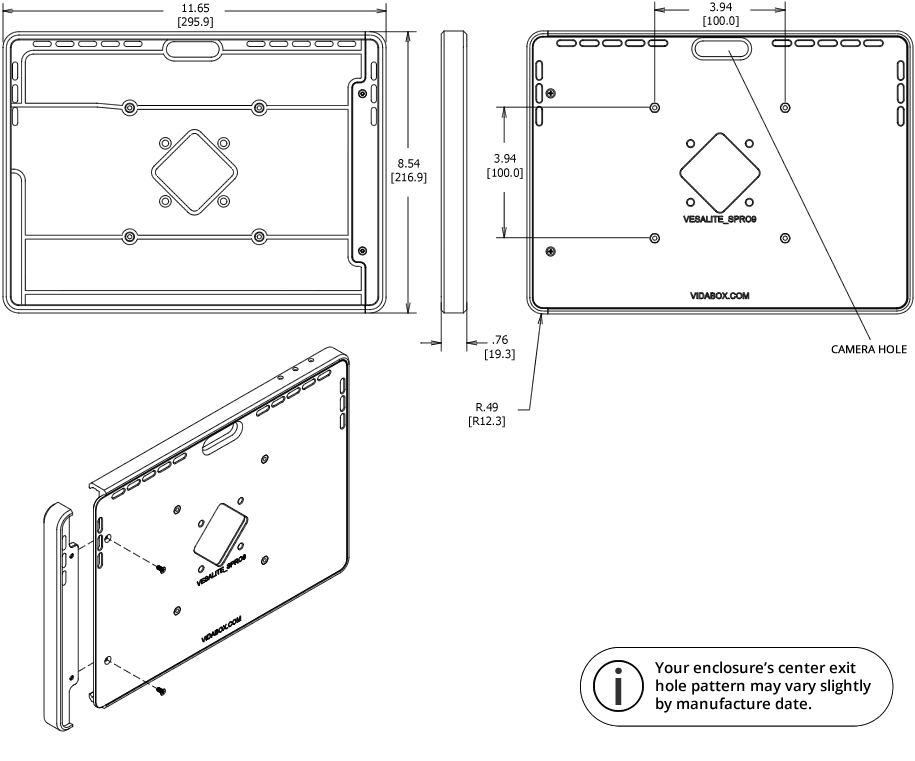 VidaMount VESA Lite Enclosure Microsoft Surface Pro 9, 10, 11