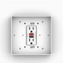 Installed onto Decora Outlet | Fixed Tilt Wall Mount Bracket [Front Ortho View] - White