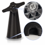 Detail View - Front Cable Exit & 3D Print Pattern | "Lite" Fixed Desk / Table Mount [Front Iso View] - Black