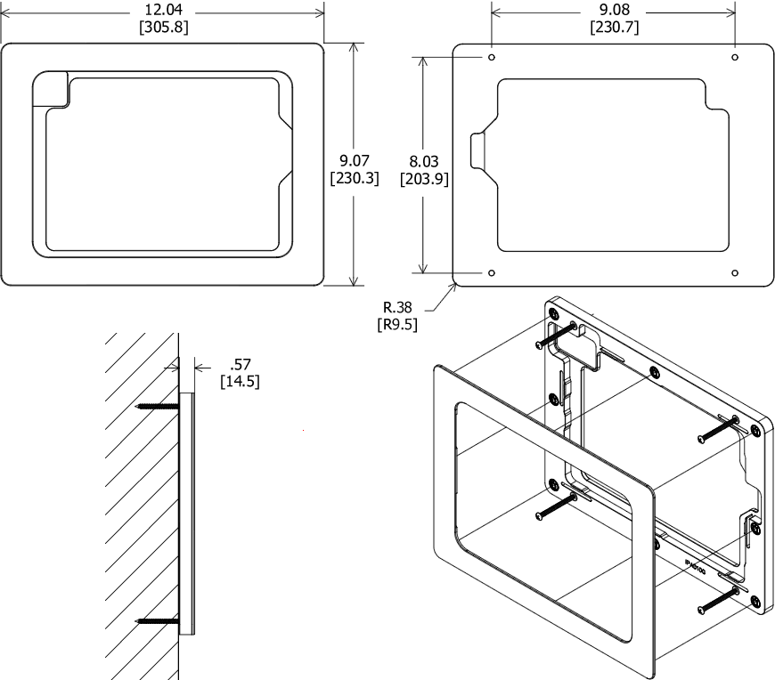 VidaMount On-Wall Enclosure 10.9-inch iPad 10th Gen Dimensions