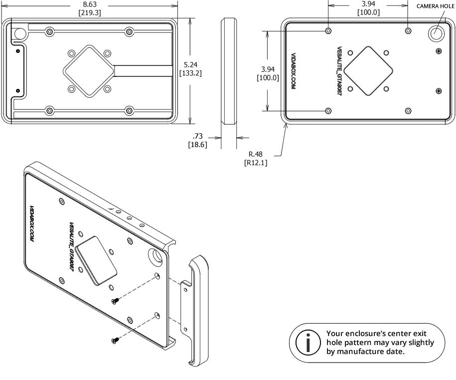 VidaMount VESA Lite Enclosure Samsung Galaxy Tab A9 8.7 (2024) Dimensions