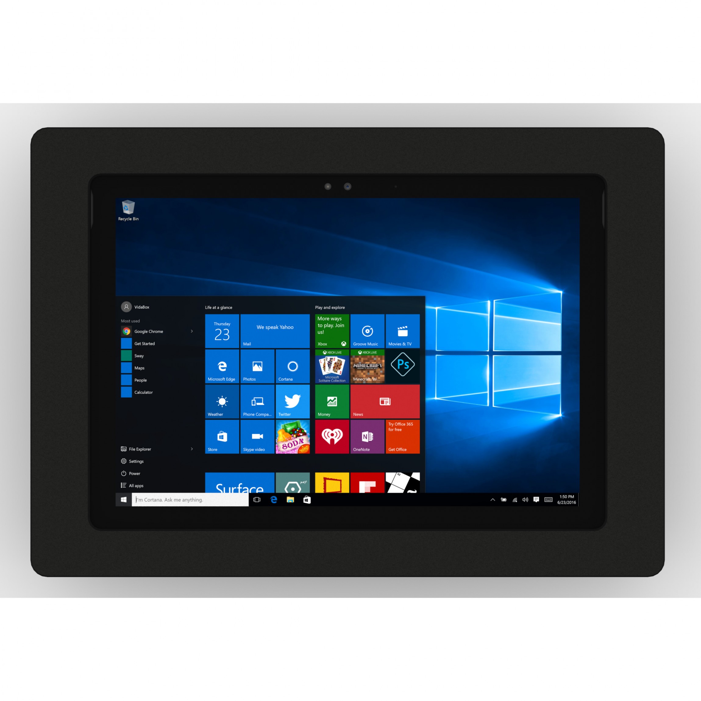 vidamount microsoft surface pro 7 pro 7 pro 6 pro 5 2017 pro 4 black enclosure w tilting vesa wall mount