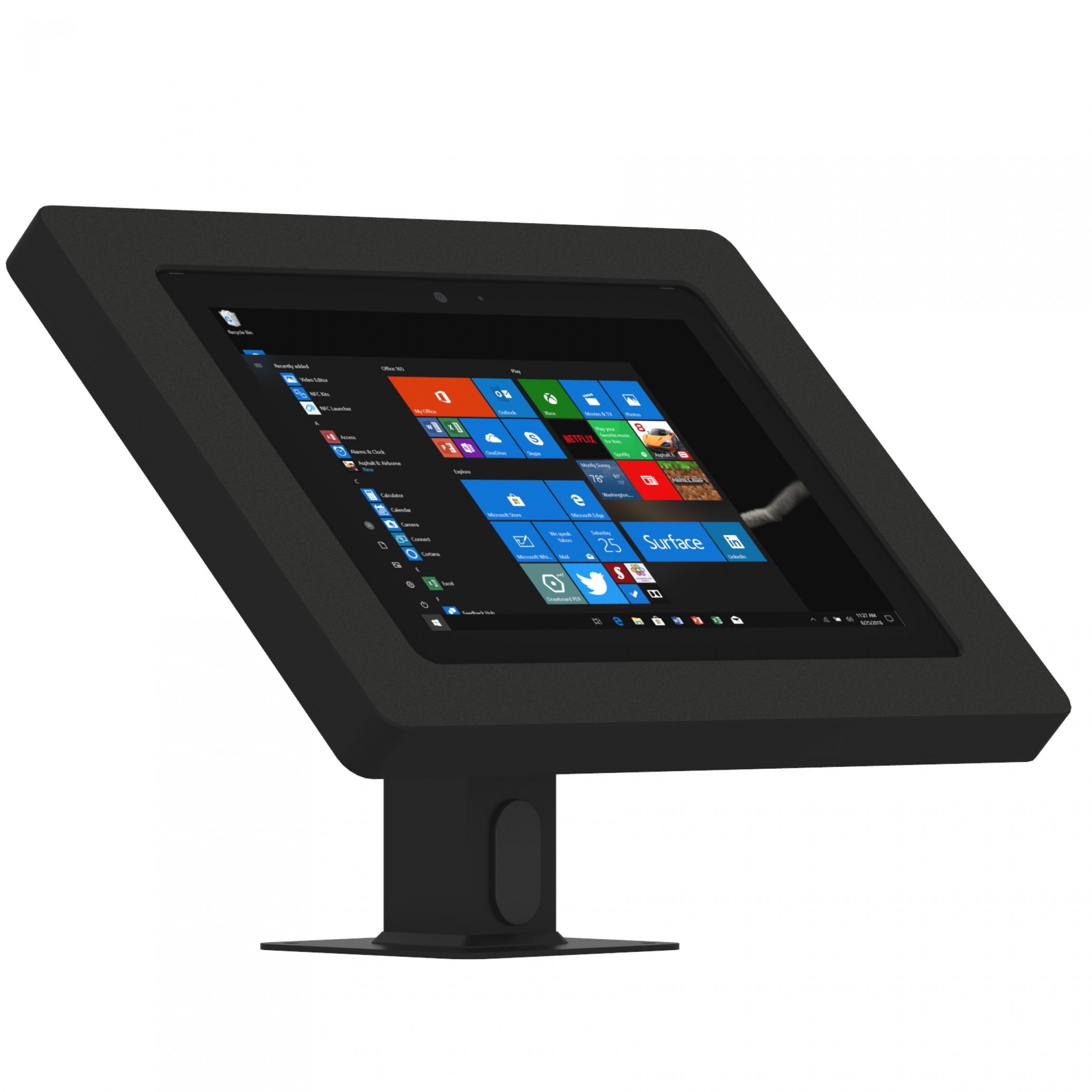 vidamount microsoft surface go go 2 black enclosure w 360 rotate tilt surface mount