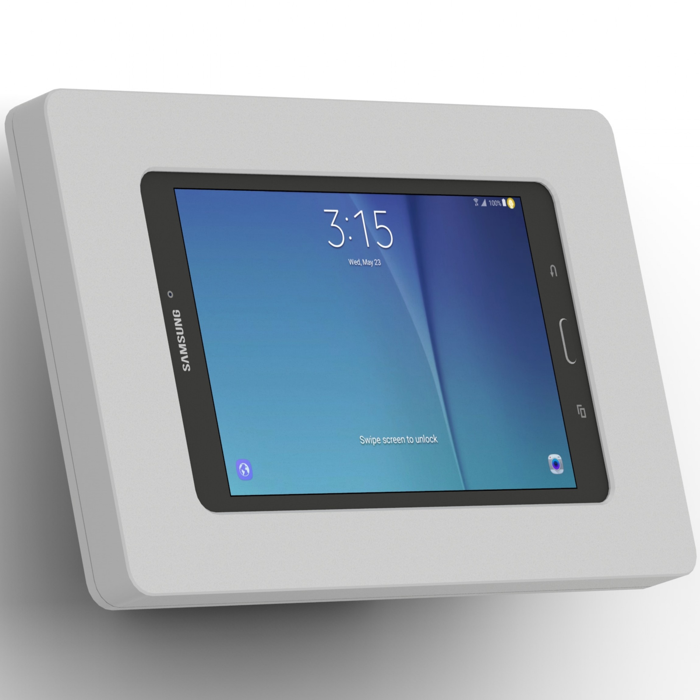 vidamount samsung galaxy tab e 8 0 light grey enclosure w fixed tilted 15 wall mount