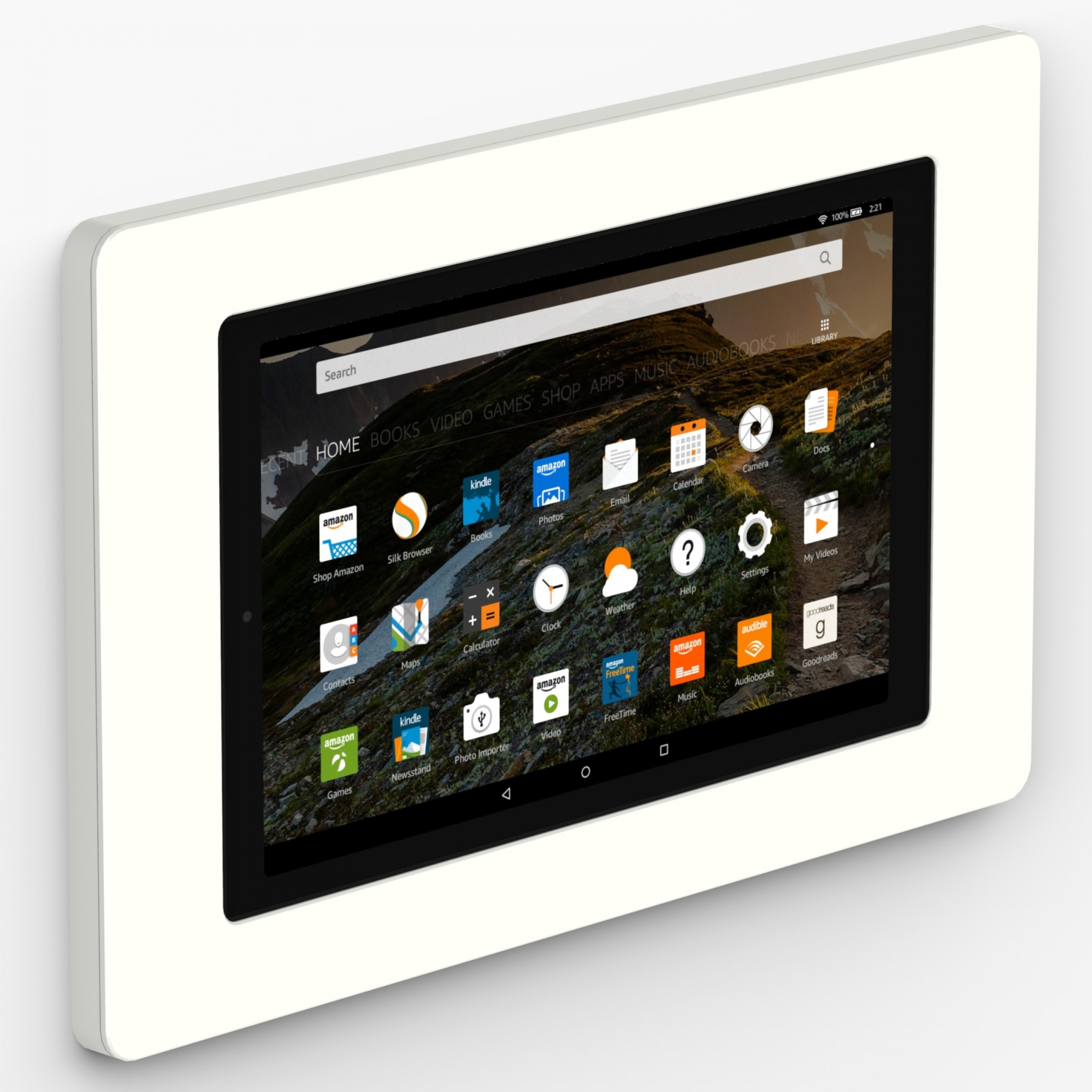 vidamount on wall tablet mount amazon fire hd10 7th gen 2017 9th gen 2019 white