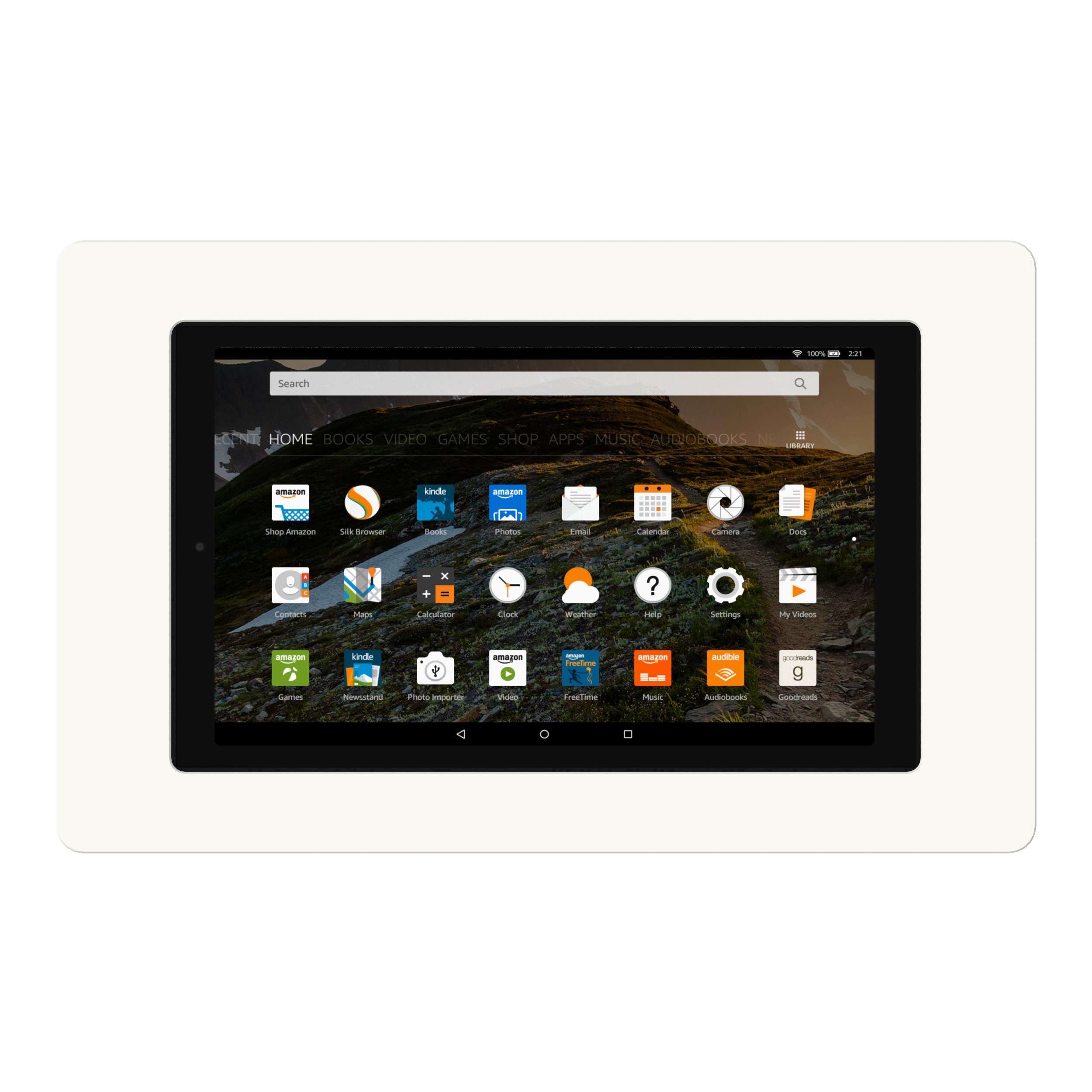 White Amazon Fire 5th Gen HD10 VidaMount OnWall Tablet Mount