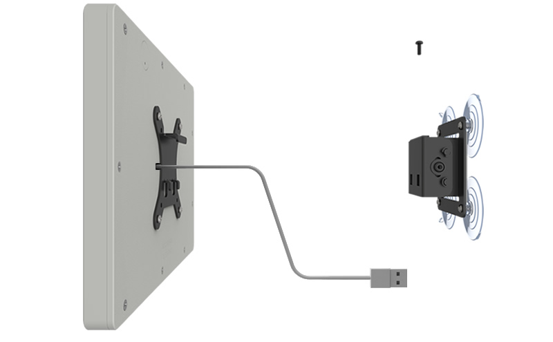 Neatly charge the tablet 24/7, while hiding all the cables from view!