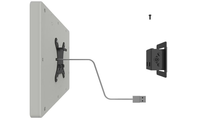 Neatly charge the tablet 24/7, while hiding all the cables from view!