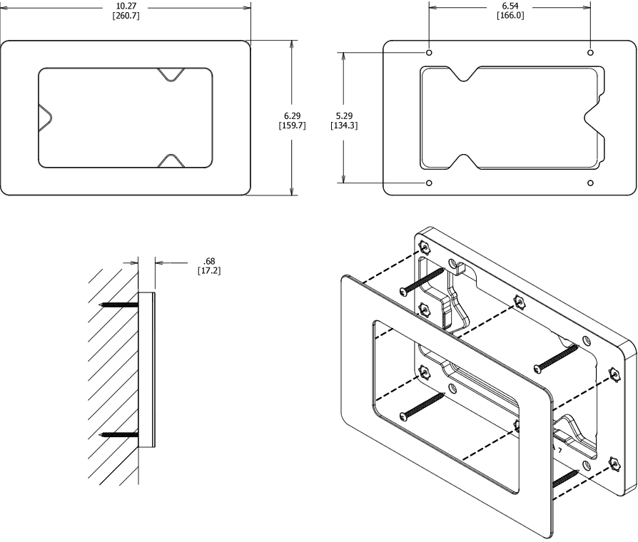 VidaMount On-Wall Enclosure Galaxy Tab A 7.0 Dimensions