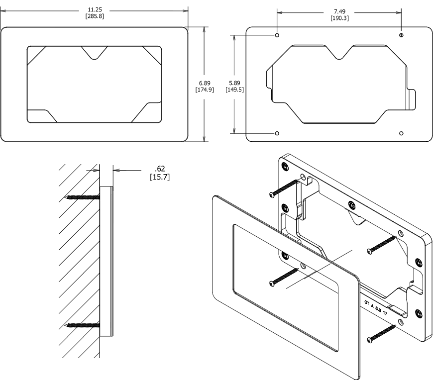 VidaMount On-Wall Enclosure Galaxy Tab A 8.0 (2017 version) Dimensions