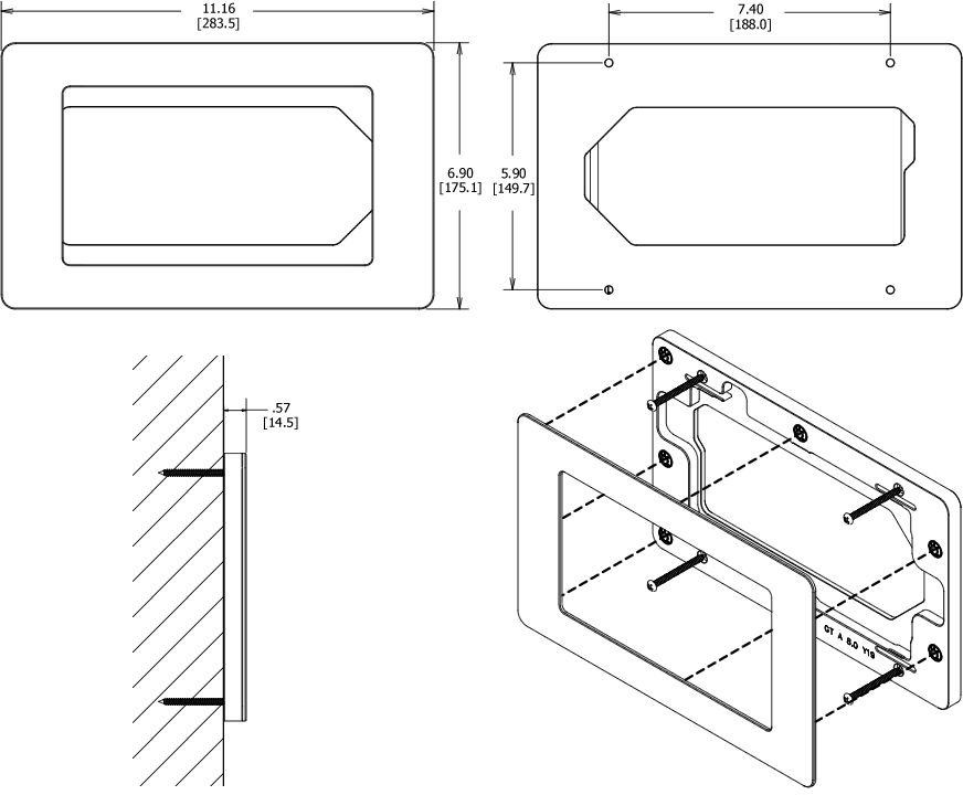 VidaMount On-Wall Enclosure Galaxy Tab A 8.0 (2019 version) Dimensions