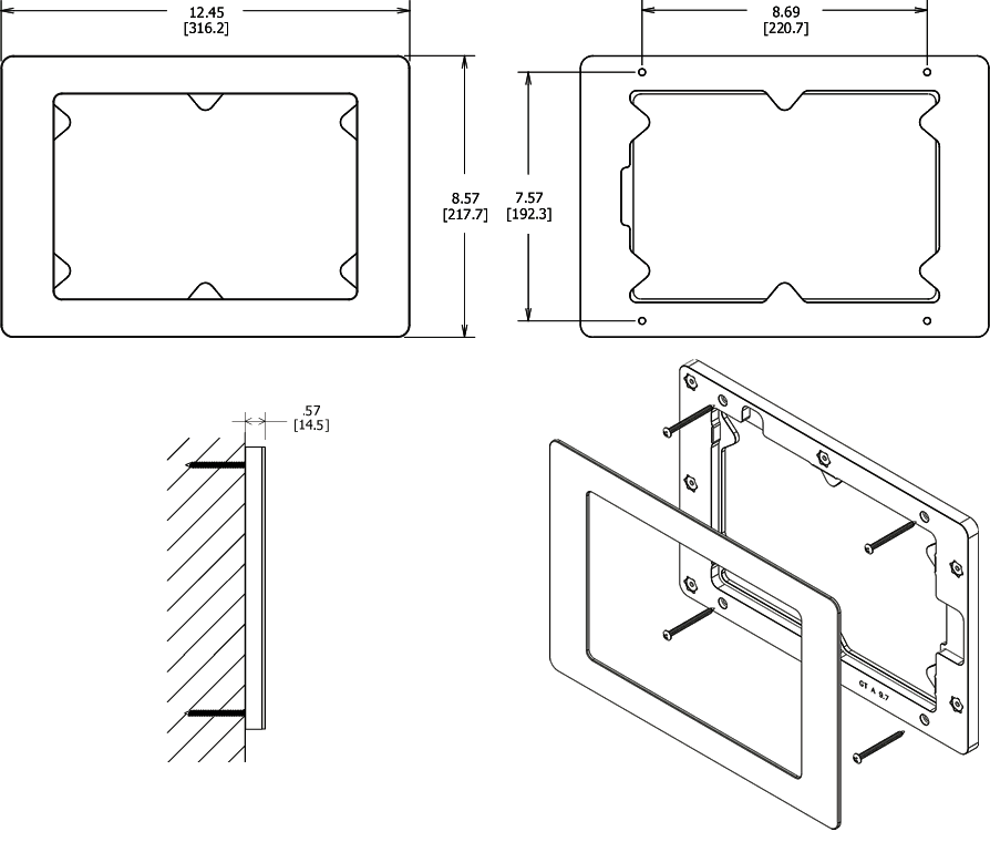 VidaMount On-Wall Enclosure Galaxy Tab A 9.7 Dimensions