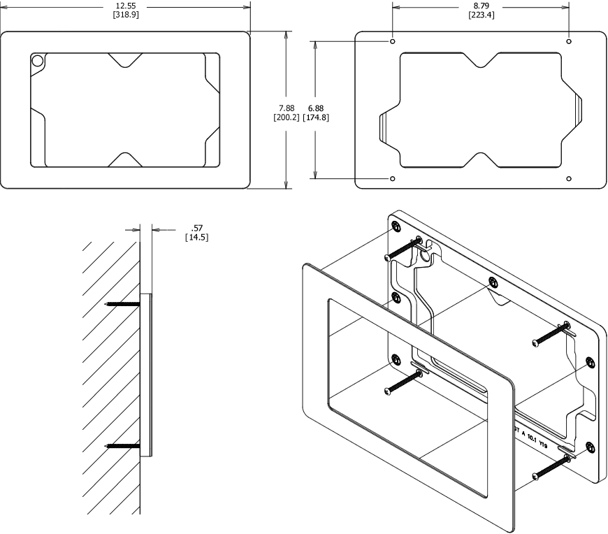 VidaMount On-Wall Enclosure Galaxy Tab A 10.1 (2019 version) Dimensions