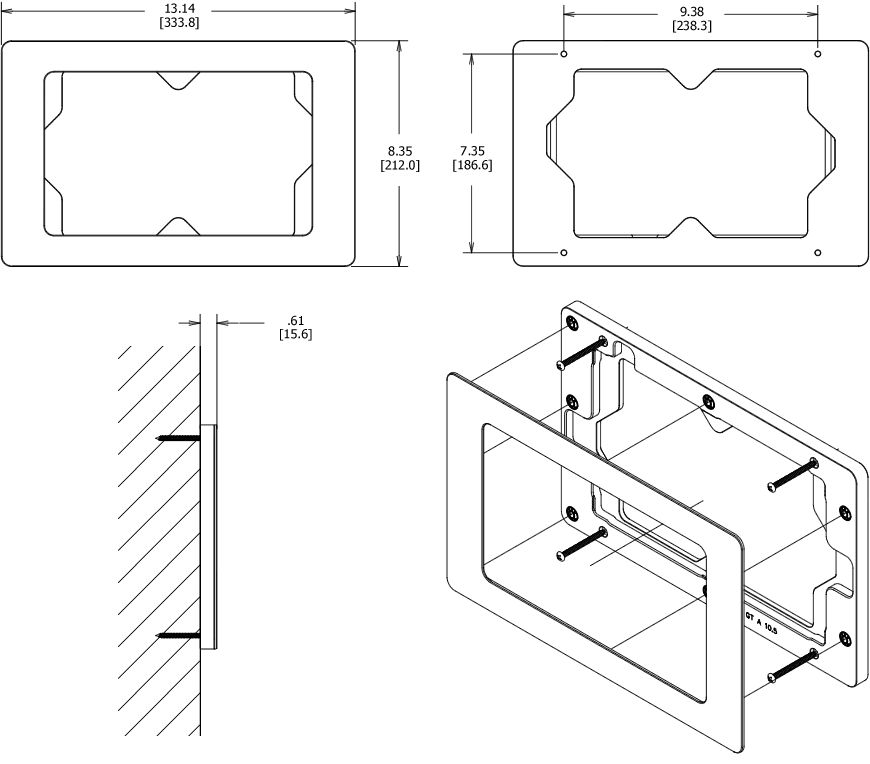 VidaMount On-Wall Enclosure Samsung Galaxy Tab A 10.5 Dimensions