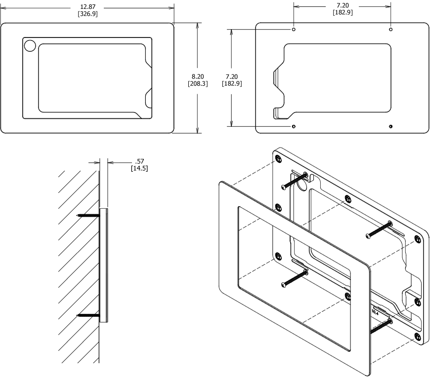 VidaMount On-Wall Enclosure Samsung Galaxy Tab A7 10.4 (2020) Dimensions