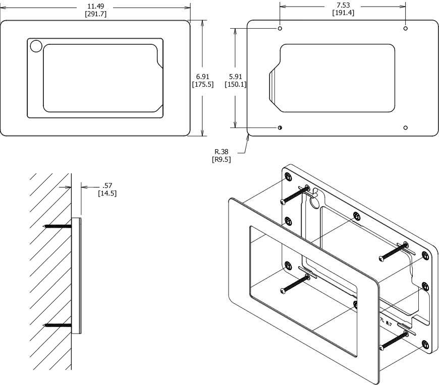 VidaMount On-Wall Enclosure Samsung Galaxy Tab A7 Lite 8.7 Dimensions