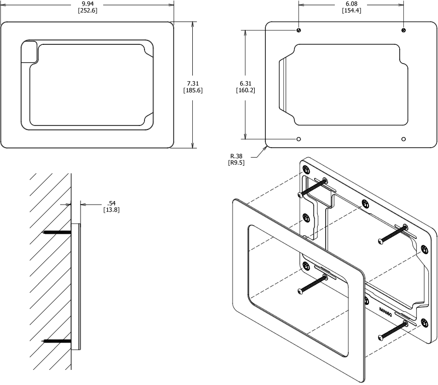 VidaMount On-Wall Enclosure iPad mini 6th Gen Dimensions