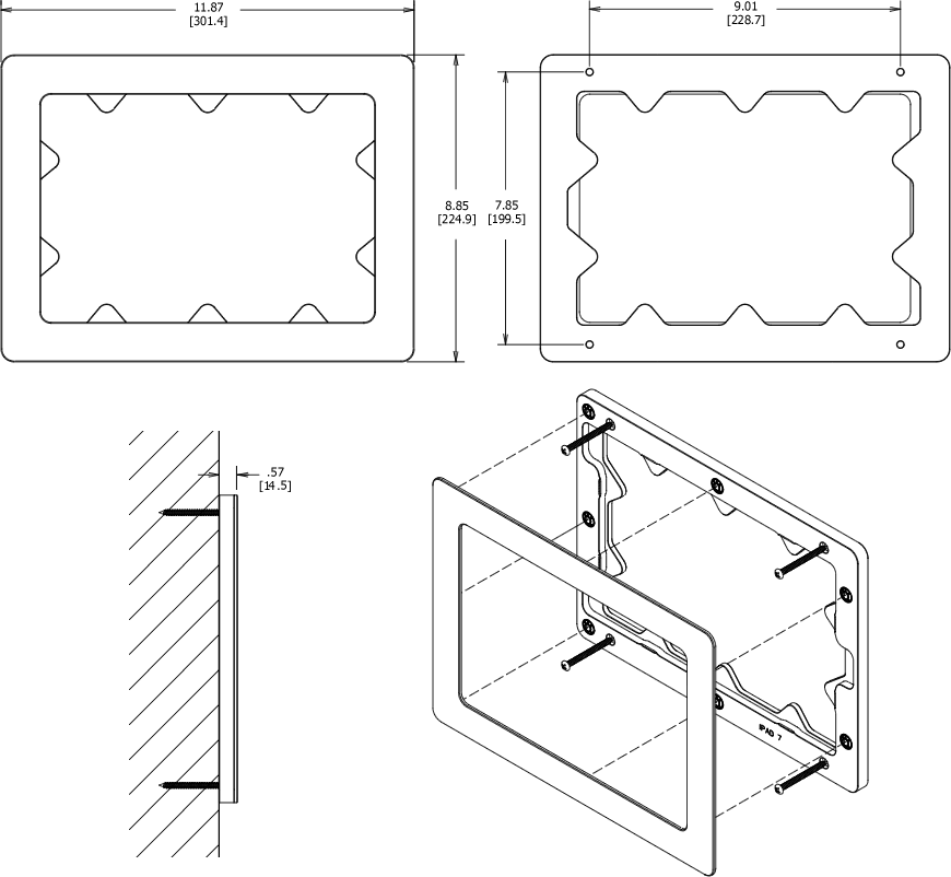 VidaMount On-Wall Enclosure 10.2-inch iPad 7th & 8th Gen Dimensions