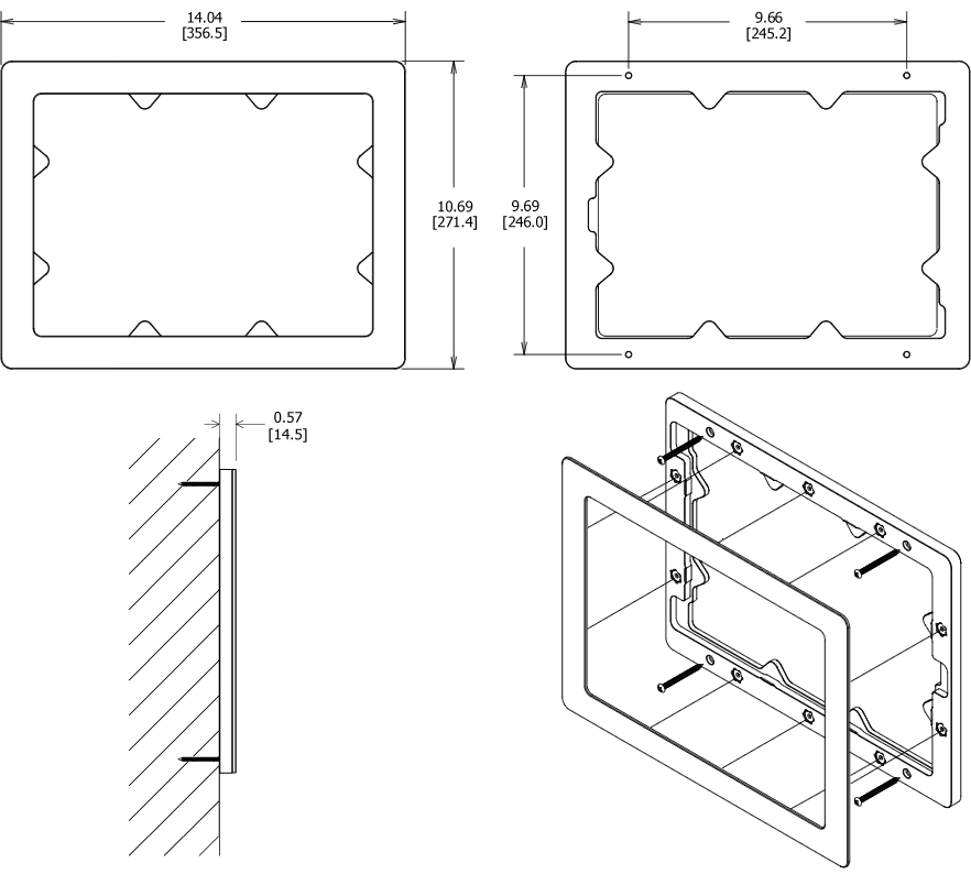 VidaMount On-Wall Enclosure 12.9-inch iPad Pro (1st & 2nd Gen) Dimensions